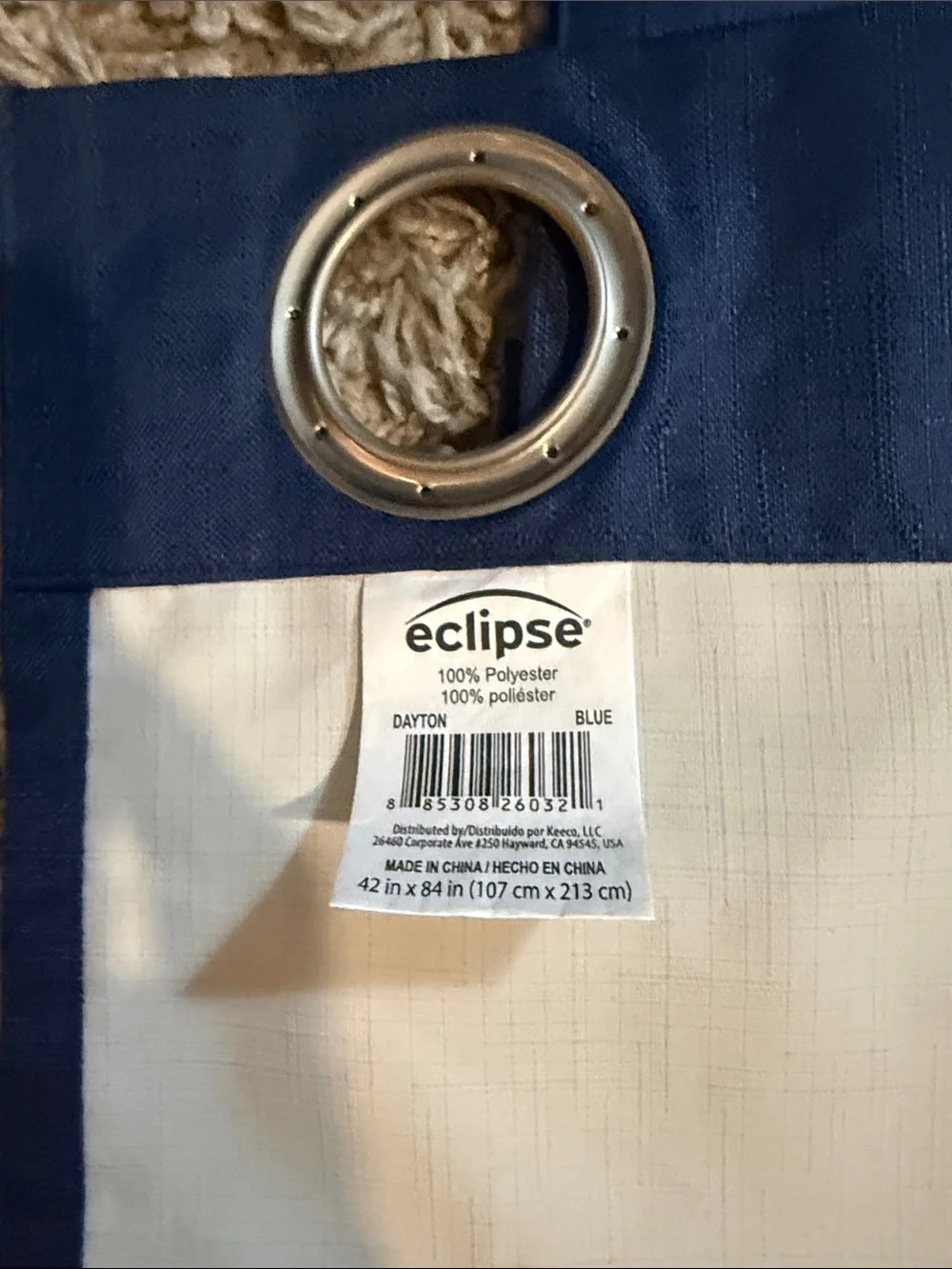 Eclipse Navy Blue Grommet Curtain Panel x2